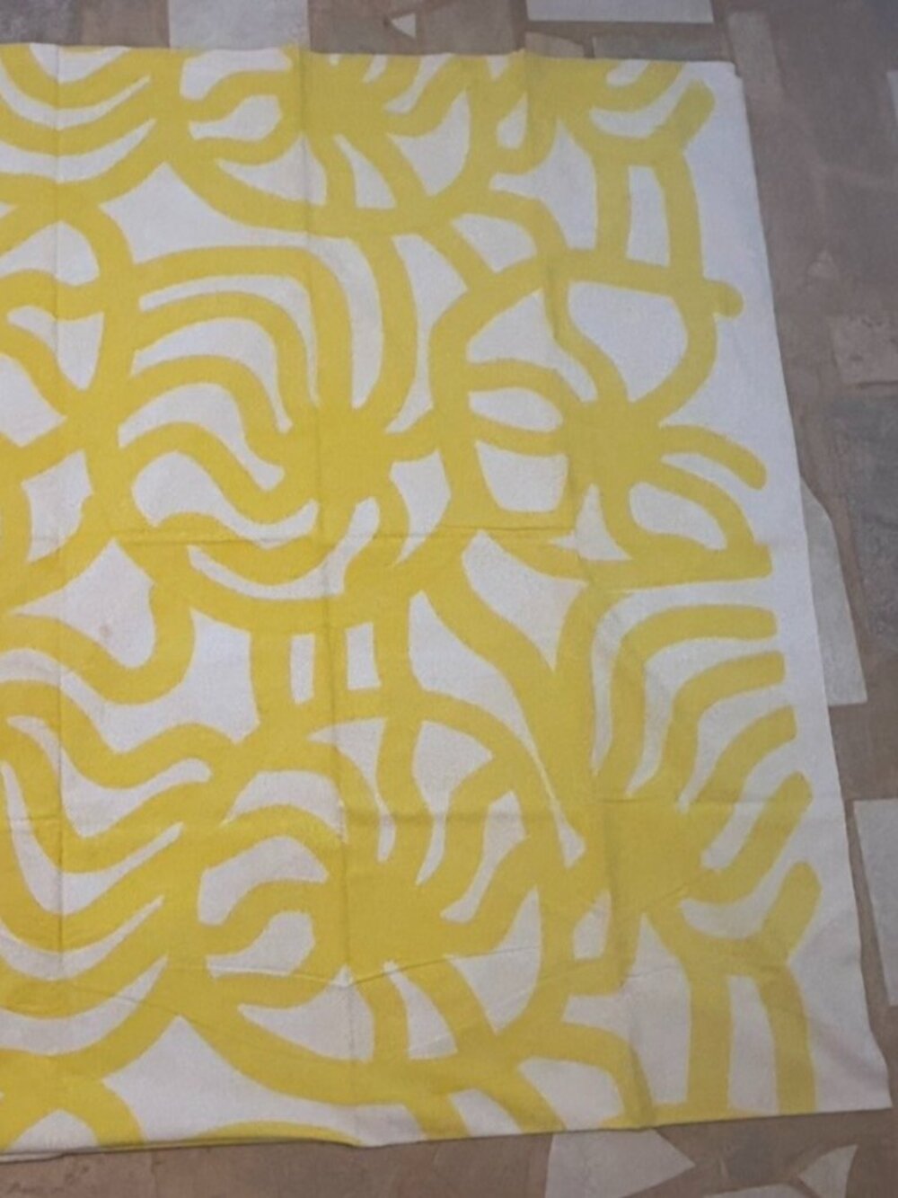 Vintage Yellow and White "Joonas" Marimekko Fabric ~ 114" x 52"